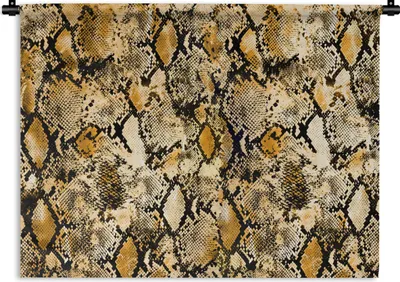 Produktbild von MuchoWow® Wandteppich Wandbehang Tiermuster - Schlange - Gold 90x67.5 cm Tapisserie Dekoration Wandtuch - Fototeppich - Wand-Skulpturen