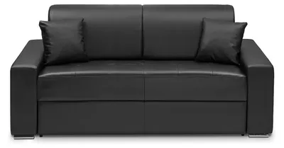 Produktbild von Schlafsofa 3-Sitzer - Liegefläche mit Lattenrost mit breiten Latten: 140 cm - Matratze: 18 cm - Kunstleder - Schwarz - EMIR
