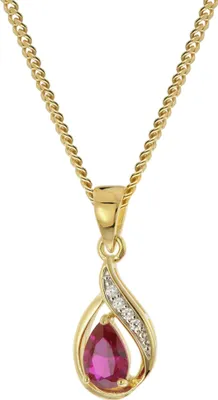 trendor 21187 Damen-Anhänger Gold 333 synthetischer Rubin an vergoldeter Kette 1