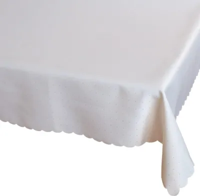 Produktbild von Tischdecke STELLA Wellenrand einfarbig Polyester beige 130 x 170 cm