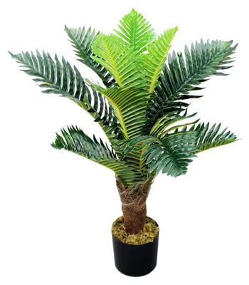 Produktbild von künstlicher Palmfarn, Kunstpalme 65 cm aus Kunststoff in Grün, Kunstpflanze für Wohn- und Büroräume, Allergikerfreundlich und Pflegeleicht
