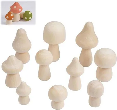 Produktbild von Holzpilzdeko-Set 10-teilig verschiedener Größen für DIY-Projekte