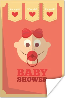 Produktbild von MuchoWow® Poster Babyparty, es ist ein Mädchen' - Sprichwörter - Zitate 60x90 cm - Wanddekoration