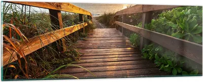 Produktbild von Bilder auf glas - Fußgängerbrücke Meer Strand Ufer - 90x30cm - Glasbilder - Wandbilder - Kunstdruck - zum Aufhängen bereit - Wanddekoration aus Glas - Glas Bilder - Wandbild auf Glas - GAB90x30-2617