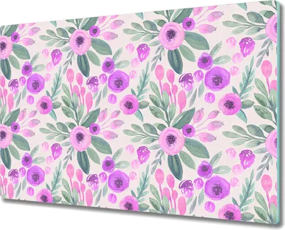 Produktbild von Glas-Herdabdeckplatte Glaskeramikkochfeld-Abdeckung Spritzschutz - 80x52 cm - Aquarell Rosa Blumen
