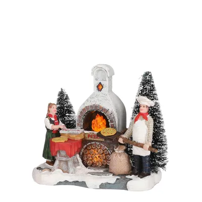 Produktbild von LuVille Weihnachtsdorf-Miniatur Outdoor Pizzeria - L11,5 x B6,5 x H10 cm