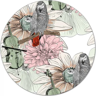 Produktbild von Glas-Herdabdeckplatte Glaskeramikkochfeld-Abdeckung Schneideplatten - 40 cm - Papagei und Blumen