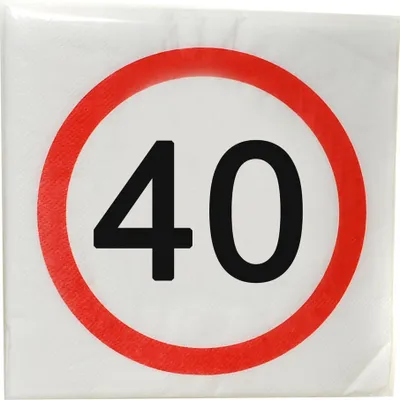 Produktbild von Serviette 33x33cm 12Stück Verkehrsschild Zahl 40