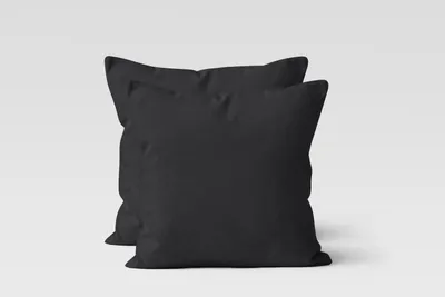 Produktbild von 2er Set Renforcé UNI Kissenhüllen 40x40 cm Kopfkissen Garnitur 100% Baumwolle Mit Reißverschluss schwarz