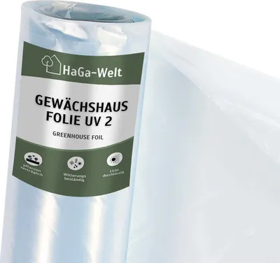 A roll of greenhouse foil with a label showing product information and features.