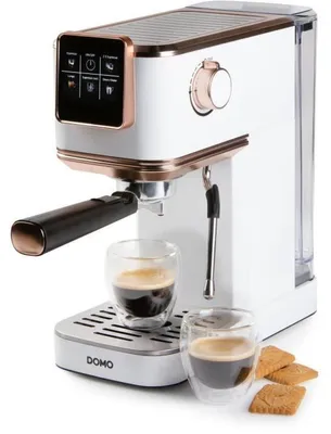 Produktbild von Domo DO746K, Espressomaschine, 1,1 l, Kaffeekapsel, Kaffeepad, Gemahlener Kaffee, 1350 W, Roségold, Weiß