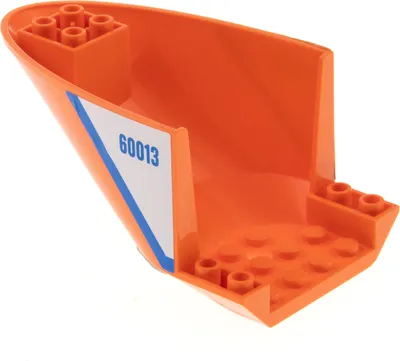 Produktbild von 1x Lego Flugzeug Rumpf Heck 6x10x4 orange gewölbt Sticker 60013 weiß 87616pb005
