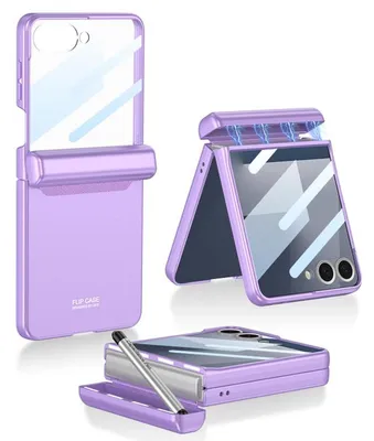 Produktbild von Für Samsung Galaxy Z Flip7 GKK Integrierte Full Hülle mit Stiftfach + Stift Lila