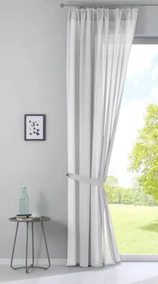 Produktbild von Gardine »Nizza« Baumwoll-Voile Halbvoile HxB 254x135 cm Creme Transparent Store mit Gardinenband und Tuneldurchzug, 2019031