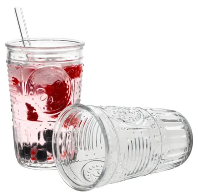 Zdjęcie produktu dla zestaw 2 romantycznych kieliszków do drinków Longdrink Clear 340ml Kieliszki do drinków z sokiem