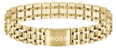 Produktbild von Hugo Boss Herren Armband | Edelstahl | Vergoldet | Gliederarmband | Logo-Schließe