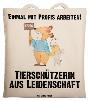 Produktbild von Mr. & Mrs. Panda Tote Bag Tierschützerin Leidenschaft - Transparent - Geschenk, Beutel, Schultasche, Tasche, Stoffbeutel, Shopping