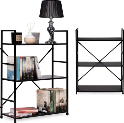 Produktbild von Bücherregal aus Holz mit Metallrahmen breit LOFT, 3 Regale