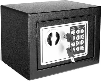 Produktbild von Sicherer digitales Schatzkästchen - elektronische Wandverriegelung - Büro Geldschrank mit 2 Schlüsseln - 23 x 17 x 17 cm - schwarz Brandfest