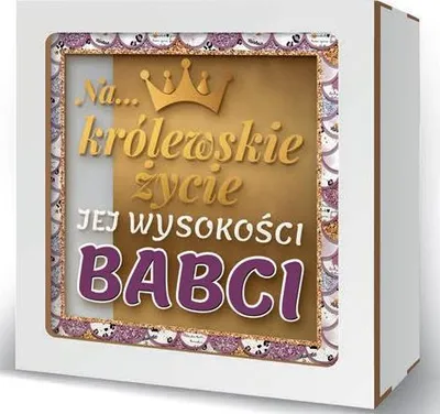 Zdjęcie produktu dla skarbonka 17,5 x 17,5cm Jej Wysokość Babcia o złotym sercu