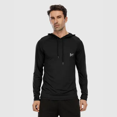 Produktbild von Herren Sportshirt Funktionsshirt Langarm Laufshirt Männer Fitnessshirt Atmungsaktiv T Shirts für Running Gym Jogging Schwarz XL