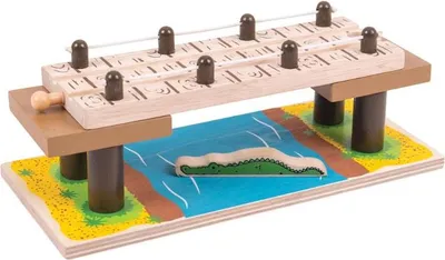 Produktbild von Bigjigs Rail Safari Holz Seilbrücke für Holzeisenbahn, 65 cm breit, 4-teiliges Set