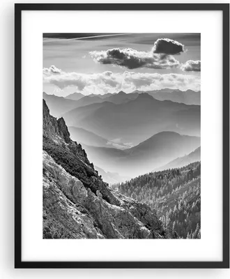 Produktbild von Gerahmtes Poster - Schwarzer Rahmen - Schwarzweiß Landschaft Berge - 40x50 cm - Wand Bild - Wanddeko - Wandbilder - Kunstposter - Wandposter - Bilderrahmen - Bilder - Kunstdruck - P2BPA40x50-4560