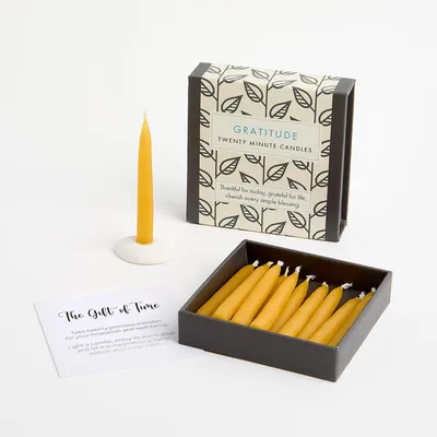 Productafbeelding van (Vintage). 12 x twintig minuten kaarsen met een keramische houder.