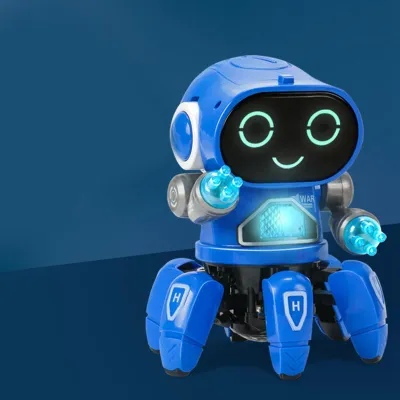 Image de Jouet robot à six griffes, plastique, danse intelligente, lumière chantante, électrique, pour garçon, bleu