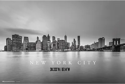 Produktbild von New York - City Skyline - Poster Druck Plakat - Größe 91,5x61 cm