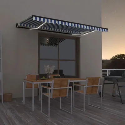 Immagine prodotto di The Living Store Tenda a scomparsa manuale con LED 400x350 cm Blu e bianco