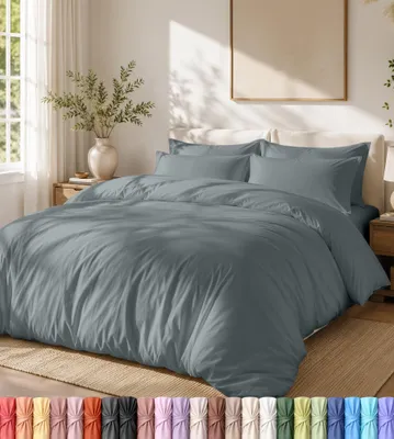 Productafbeelding van Lichte set beddengoed met kussenslopen, afmetingen: 50 x 65 cm (kussenslopen), 220 x 220 cm (dekbedovertrek), zachte microvezel-polyester (grijs)