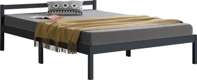 Produktbild von Łóżko drewniane Nakkila rama łóżka 140x200 cm łóżko podwójne z zagłówkiem łóżko młodzieżowe łóżko gościnne drewno sosnowe ciemnoszare [en.casa]