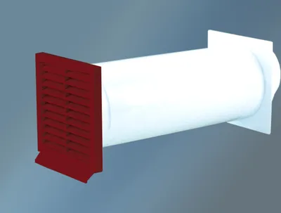 Produktbild von IKM Mauerkasten mit Rückstauklappe - Ziegelrot, Rundanschluss ø 125 mm, Mauerstärken 120 bis 450 mm