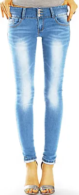 Produktbild von BE STYLED Röhrenjeans Hüftjeans Super Skinny Low Waist Stretchhose Breiter 3-Knopf Bund, 42 / XL