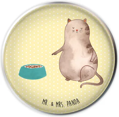 Produktbild von Mr. & Mrs. Panda Abfluss-Stopfen Katze Fressen - Gelb Pastell - Geschenk, waschbeckenstöpsel, Waschbecken Stöpsel, Ablaufstopfen, waschbeckenverschluss, Ablaufgarnitur