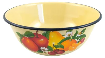 Produktbild von Früchte GELBE Emaille Schüssel Rund 3,5 Liter ca 26 cm Durchmesser Retro Nostalgie emailliert