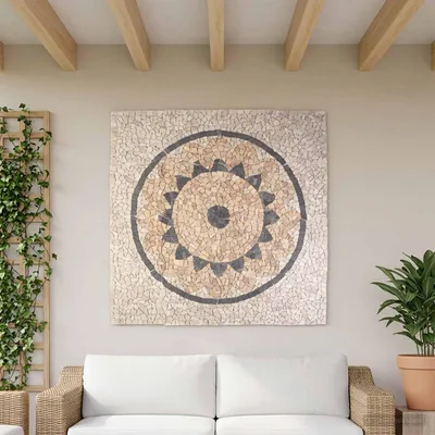 Produktbild von Möbel Mosaikfliesen Sonnenblumenmuster Mehrfarbig 120 x 120 cm Marmor - Terrassenfliesen &15727