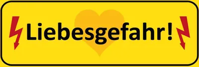 Produktbild von vianmo Holzschild 10x27 cm Liebesgefahr gelbes Dekoration
