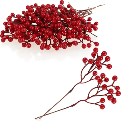 Produktbild von com-four® 25x Deko-Zweig - dekorative kleine Äste mit Beeren - Dekozweige als Tischdekoration - Bastelzubehör für DIY-Arbeiten