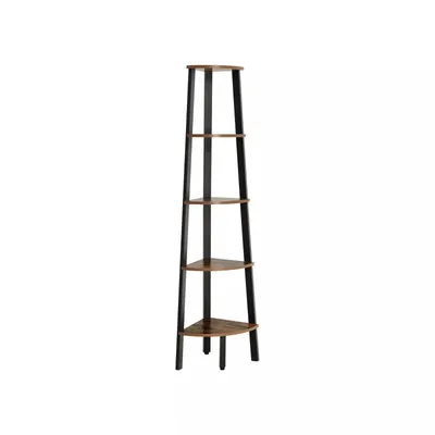 Image de In And OutdoorMatch Meuble d'angle Marvin - Etagère - Etagère d'angle industrielle - Bibliothèque - Etagère de rangement d'angle - Armoires - Métal - Brun/Noir - 34x34x159 cm