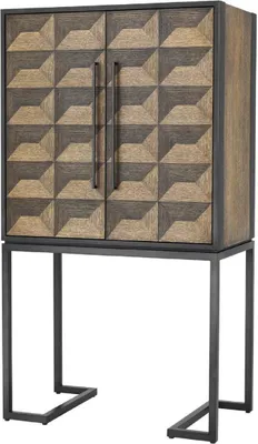Produktbild von Casa Padrino Luxus Weinschrank mit 2 Türen Braun / Dunkelbraun / Schwarz 95 x 58 x H. 168,5 cm - Barmöbel - Luxus Qualität