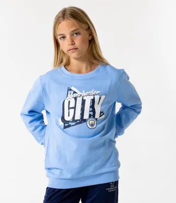 Produktbild von Manchester City Logo Kinder Sweatshirt - Größé 164 - Pullover - Blau - Fankleidung - Fußball - Man City