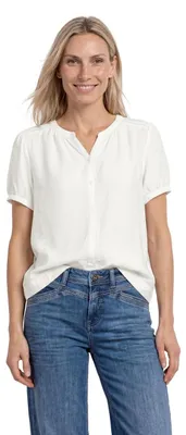 Productafbeelding van Street One korte blouse met split hals en knoopsluiting, kleur: off-white, maat: 40