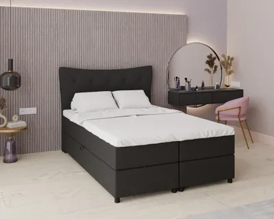 Produktbild von Boxspringbett, 140cm x 200cm, Grau, mit Bettkasten, Matratze und Topper, Doppelbett, NEVADA, Panda Möbel
