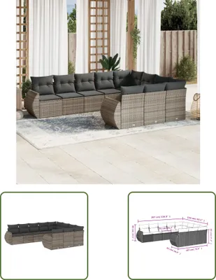 Produktbild von The Living Store 10-tlg. Garten-Sofagarnitur mit Kissen Grau Poly Rattan