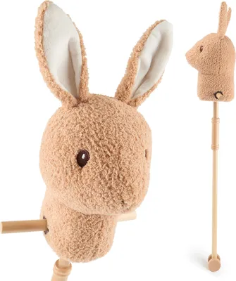 Produktbild von Bieco Steckenpferd Kinder Hase Fine | Hobby Horse Pferde | Steckenpferd Rollen | Steckentier Holz Pferd Stab | Stock Pferde Schöne Steckenpferde für Kinder Stockpferd Kleinkind Zubehör