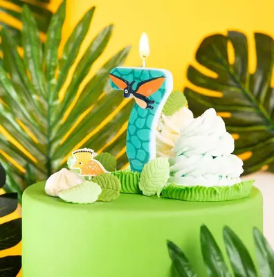 Image de Bougie pour gâteau chiffre 7 SEPT Dino DINOSAURIEN