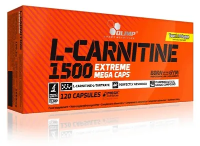 Zdjęcie produktu dla Olimp Nutrition L-Carnitine 1500 Extreme, Kapsułka, L-karnityna, 120 szt., Stosuj 1 kapsułkę 2 razy dziennie pomiędzy posiłkami. Przyjmować z dużą ilością wody., 48 kcal, 200,6 kJ