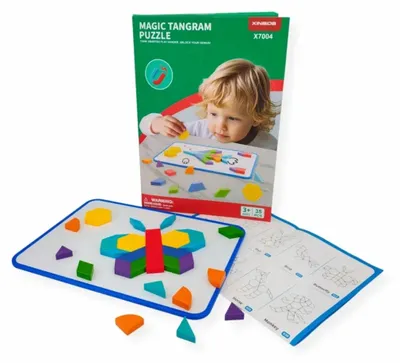 Productafbeelding van Magnetische tangram puzzel met 35 elementen - X-Bida, geschikt voor kinderen vanaf 3 jaar